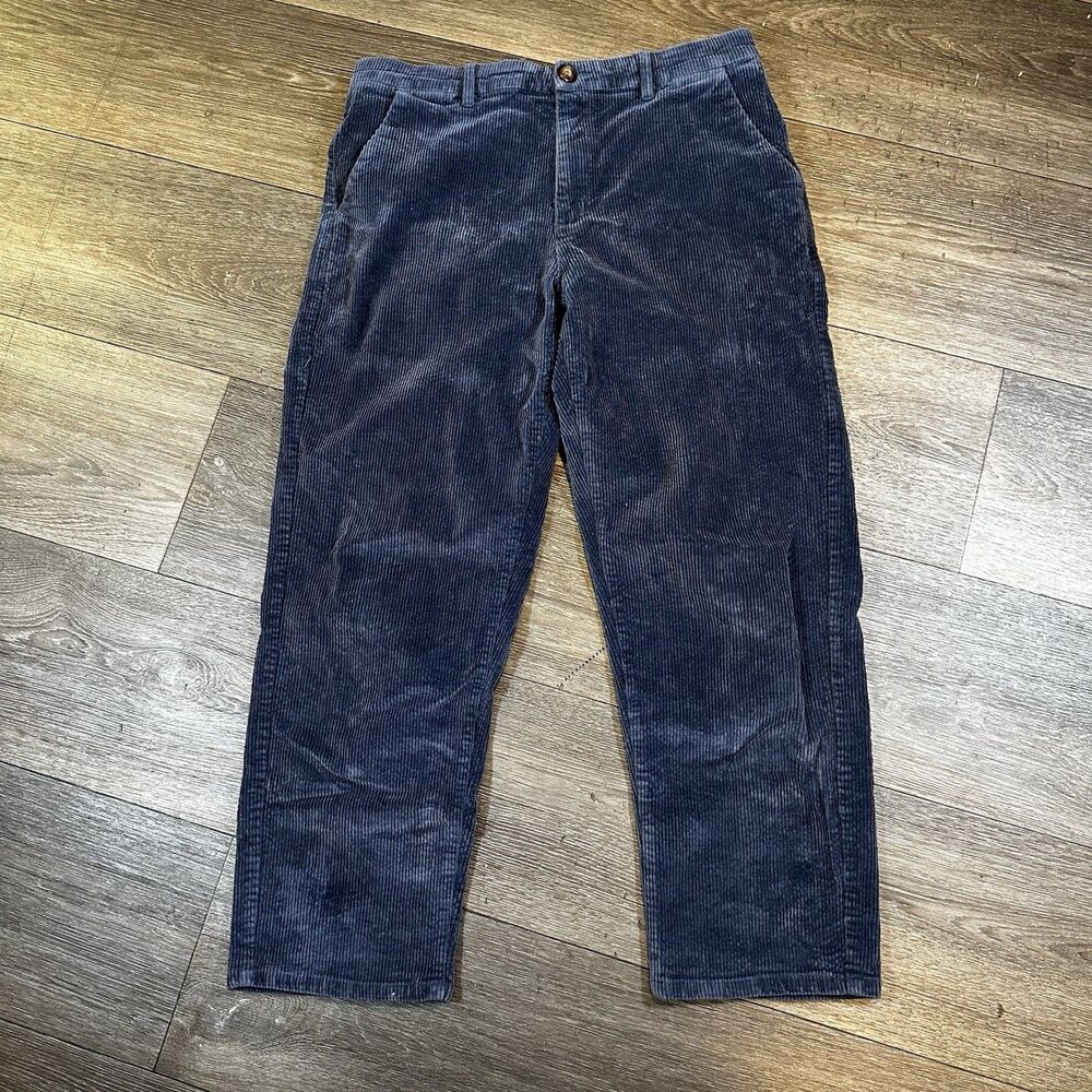 BOUND Navy Blue Relaxed Fit Corduroy Trousers | Size M